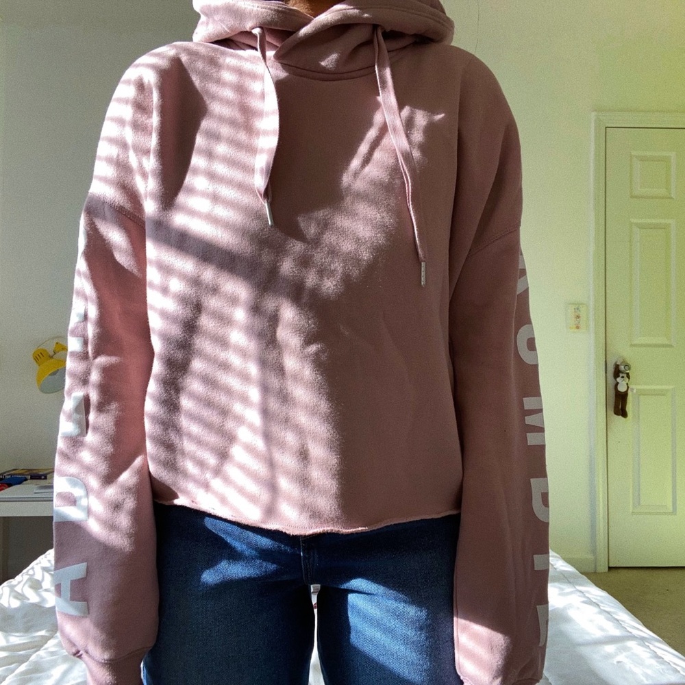 Pink Cropped A&F Hoodie
